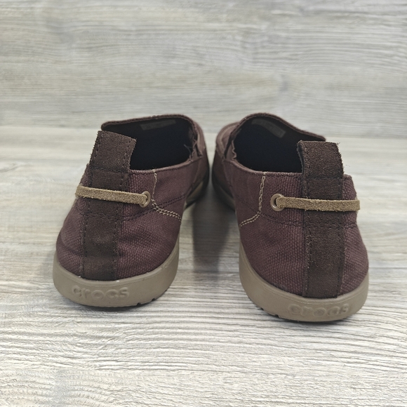 Crocs Walu Men's Brown Casual Slip On Shoes Loafers Size 11 Canvas - Picture 2 of 9